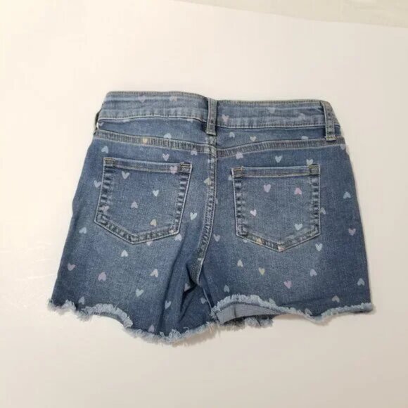 🔴 Cat and Jack little girl heart print denim shorts size M (8) (F20) - Picture 3 of 10